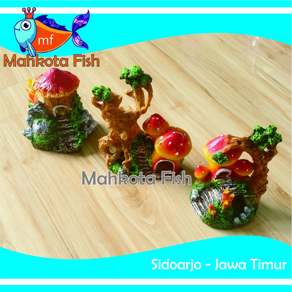 Hiasan Aquarium JAMUR | Mainan JAMUR Aquarium | Mainan RUMAH JAMUR | Hiasan Fiber (GRATIS BUBLE WRAP)