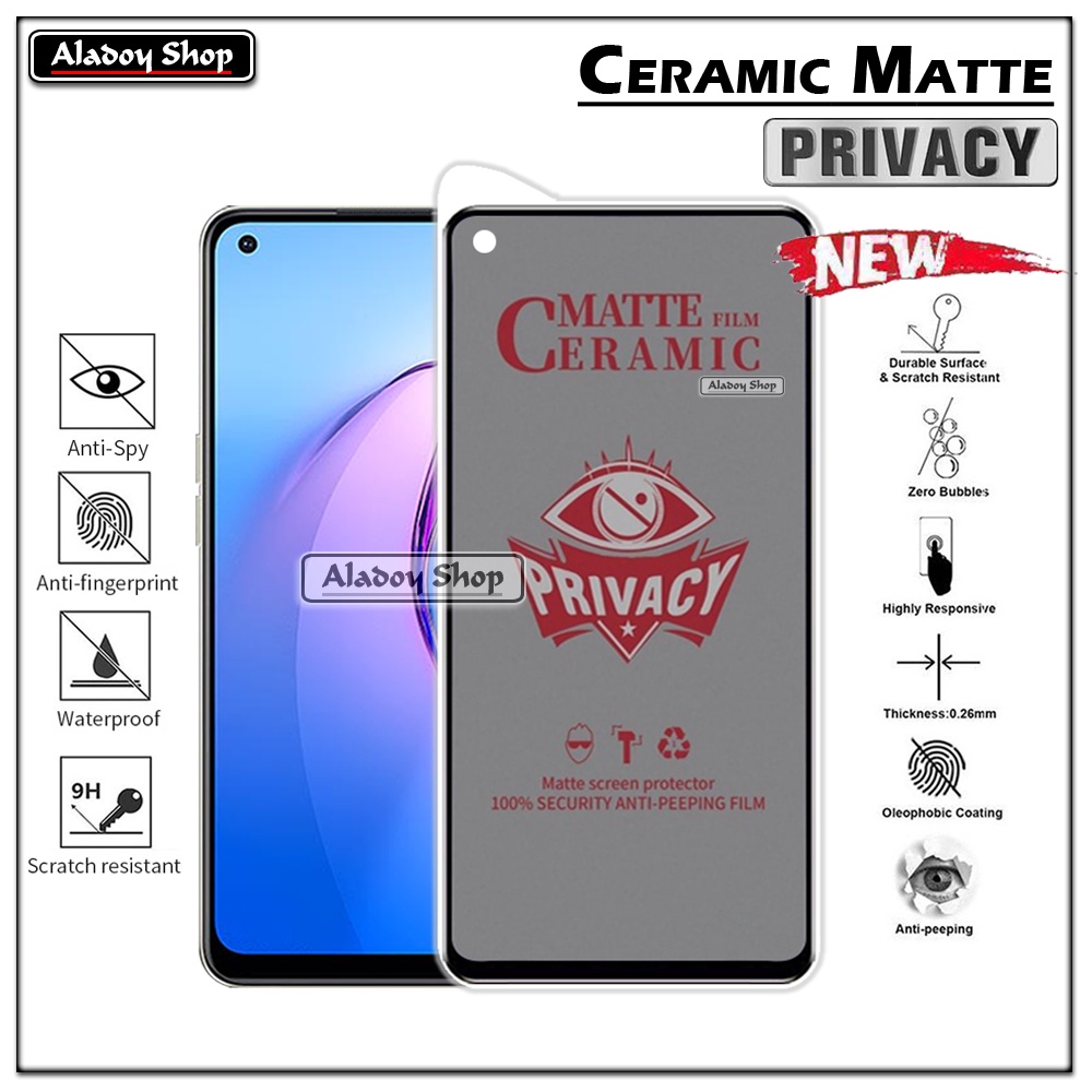 Tempered Glass Anti SPY Oppo Reno 8 4G Anti Gores Privacy + Tempered Glass kamera dan Skin Carbon