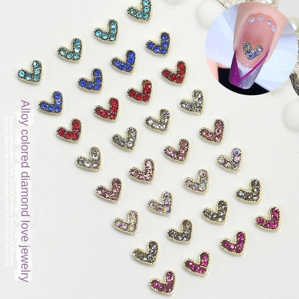 AUGUSTINA Agustina Hiasan Kuku Jantung Fashion Manicure Aksesoris Berwarna Cinta Hati Jepang Nail Art Love Heart Nail Drills