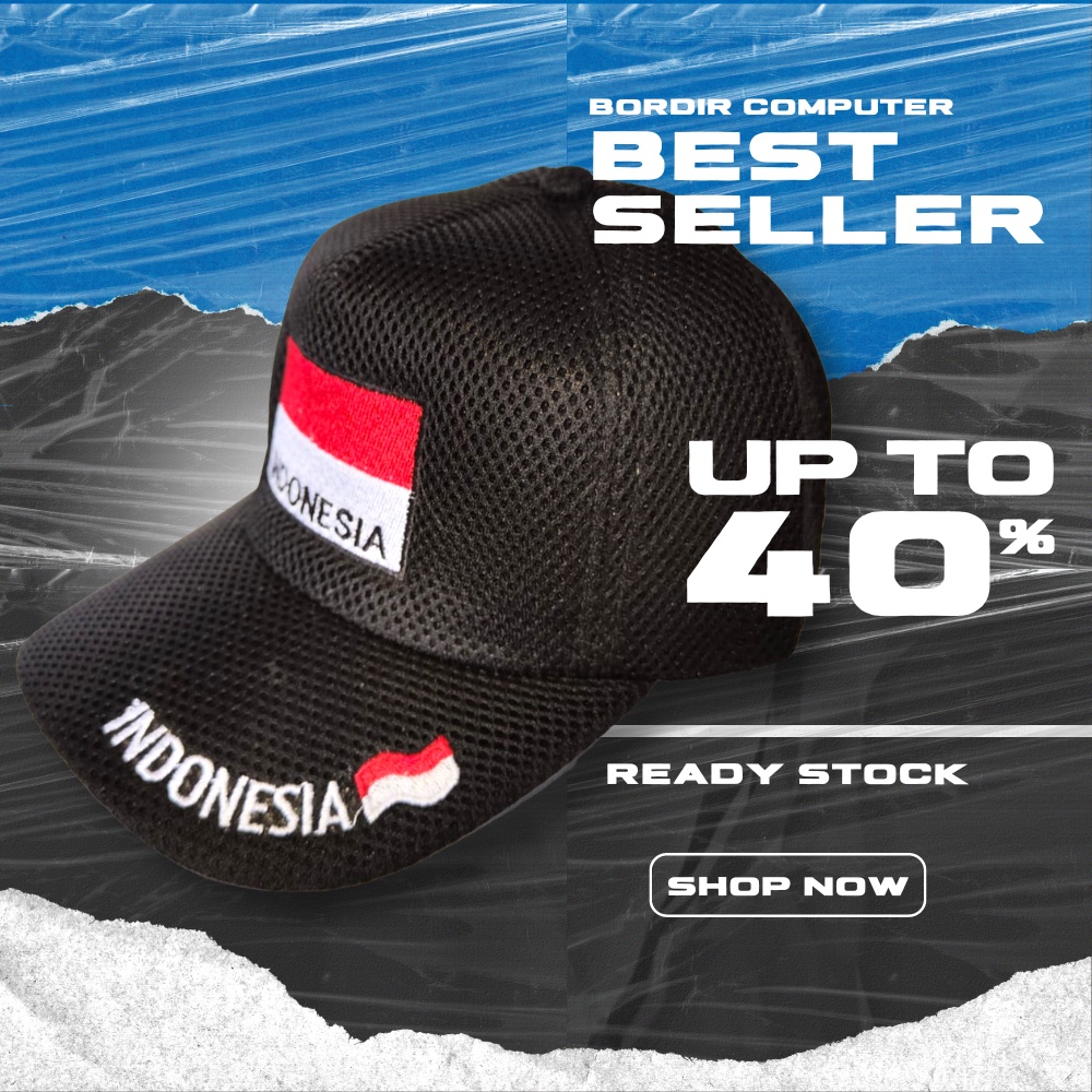 TOPI PRIA BORDIR LOGO INDONESIA HARGA GROSIR TOPI NKRI BAHAN JARING DOUBLE MESS BERPORI NYAMAN DI PA