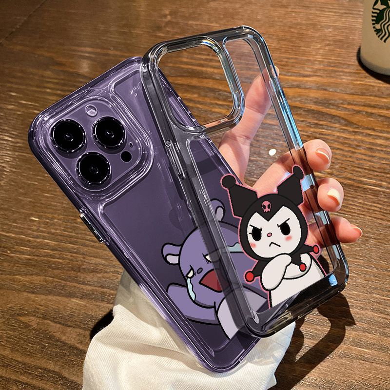 Angry Kuromi Casing Ponsel Transparan Lembut Kompatibel Untuk IPhone 14 13 12 11 Pro XS Max X XR 78 6 6S Plus Casing Shockproof TPU Cover