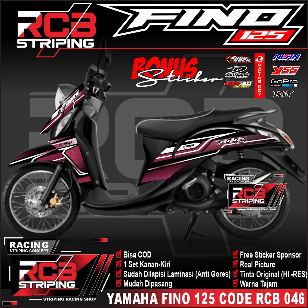 (Cod) Stiker Striping Fino 125 Sticker Variasi List Motor Fino 125 Motif Racing stiker fino RCB 046