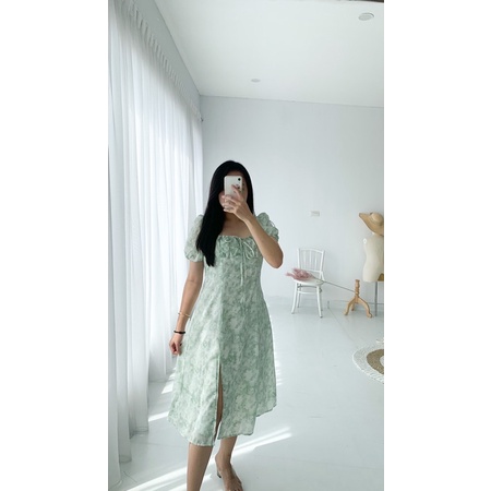 [ LittleBigCloth ] Greta Dress // Midi Dress Wanita Dress Hijau Dress Bigsize Dress Pesta