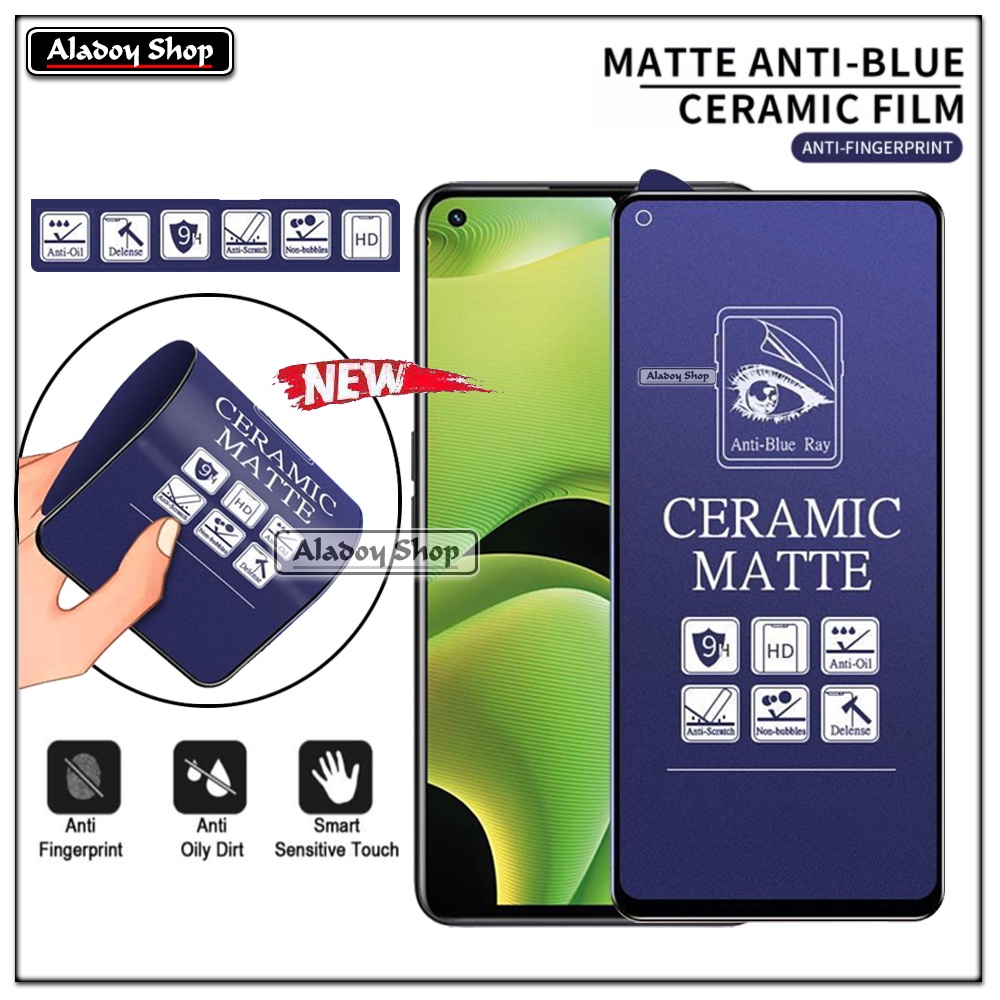 PAKET 3IN1 Anti Gores Blue Matte Anti Glare Realme GT Neo 2 + Tempered Glass Camera dan Skin Carbon