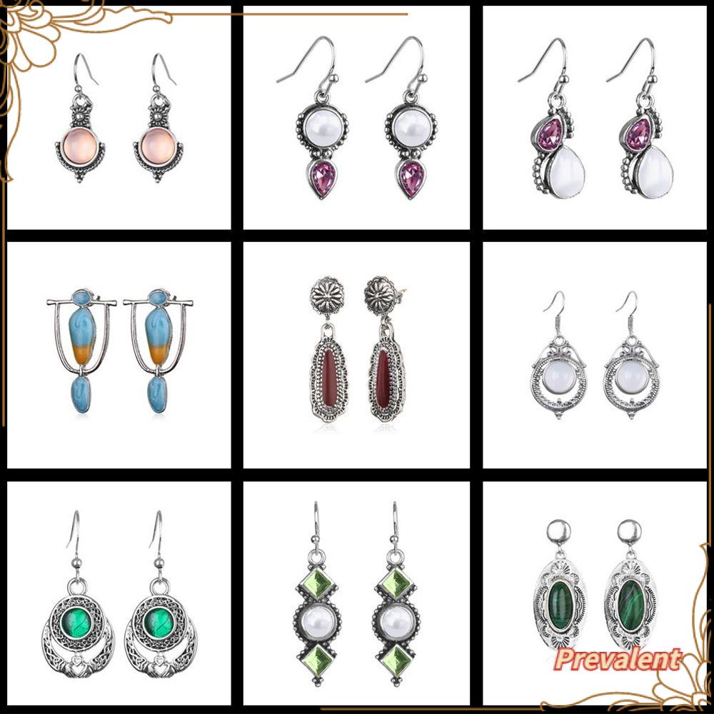 Preva Moonstone Anting Fashion Anniversary925 Lapis Perak Anting Kait Eardrop