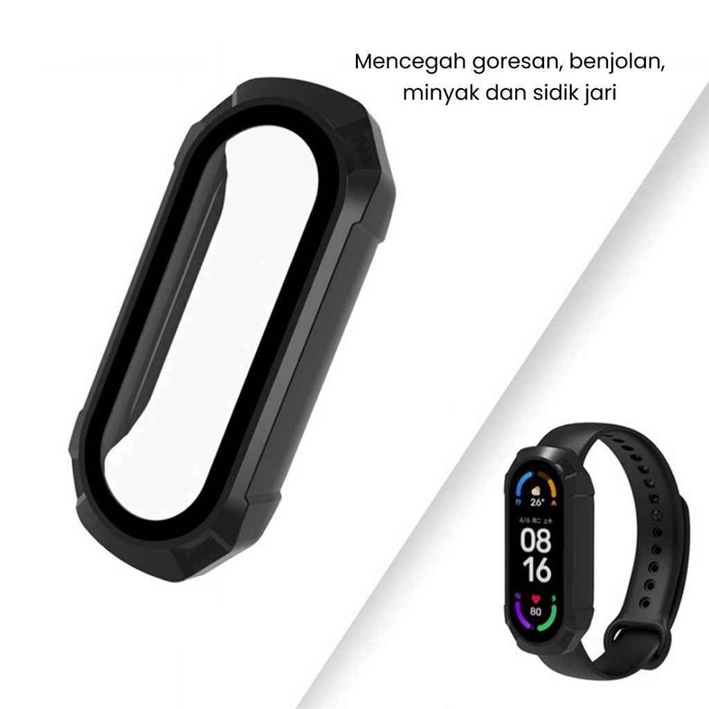 Full Case Xiaomi Band 4 5 6 Bumper 2 in 1 Screen Protector / PC Frame + Tempered Glass