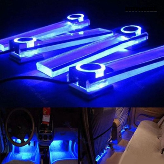 [Auto] Lampu Suasana Mobil 4in1 12V Biru Charge LED Lampu Dekorasi Lantai Interior