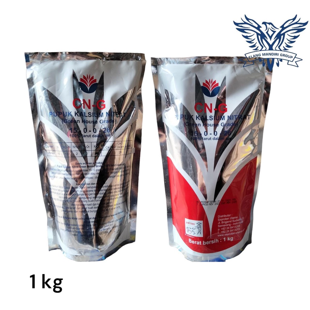 PUPUK CNG CN-G 1kg KALSIUM NITRAT PAK TANI KEMASAN PABRIK Bahan Aktif : N 15.5% (N N03 14.4% N NH4 1.1%) CaO 26%