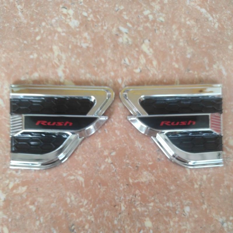 Emblem side ventilator AIR FLOW SAMPING variasi TOYOTA RUSH CHROME CROME HITAM TWOTONE SEMUA TAHUN