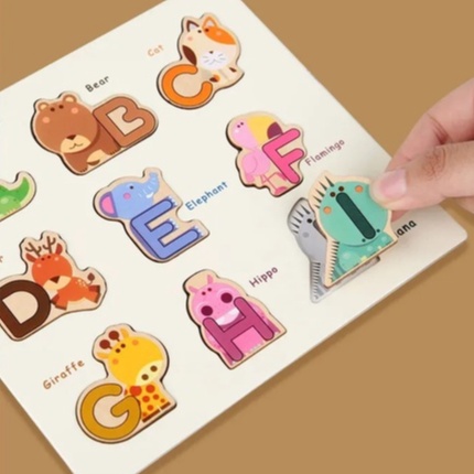 Puzzle Alphabet Motif Animal 331-2 Mainan Puzzle Anak Mainan Huruf Puzzle Alfabet Puzzle Kayu Huruf Puzzle Huruf