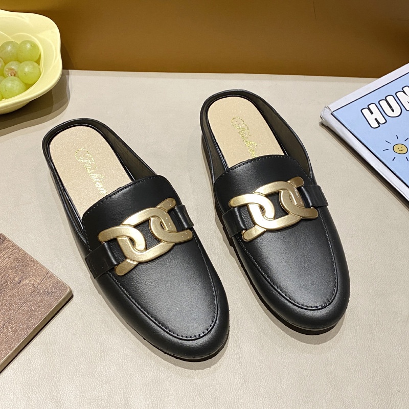 ❀ Chingu ❀ SA028 Sandal Wanita Slip Langsung Simple Trend Flat Fashion Kasual Sendal Wanita Import