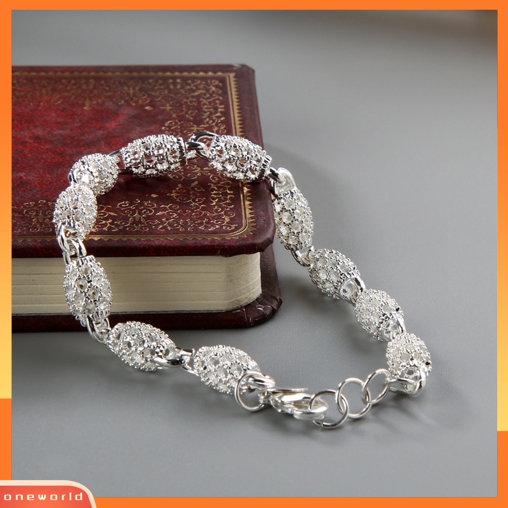 [WONE] Gelang Elegan Anti Karat Wanita Silver Plated Hollow Bola Bangle Rantai Untuk Travel