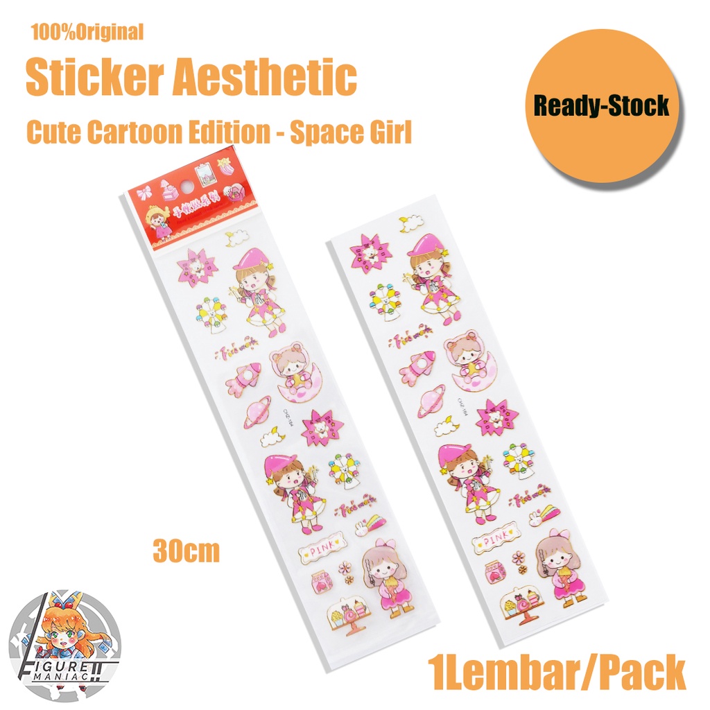 Sticker Buku Aesthetic Waterproof / Tahan air Sachet isi 1 Lembar lembar Premium Import Sticker Lucu Korea