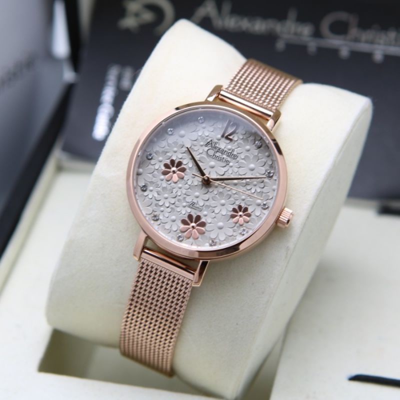 JAM TANGAN WANITA ALEXANDRE CHRISTIE AC2957 AC 2957 TALI PASIR STAINLESS STEEL