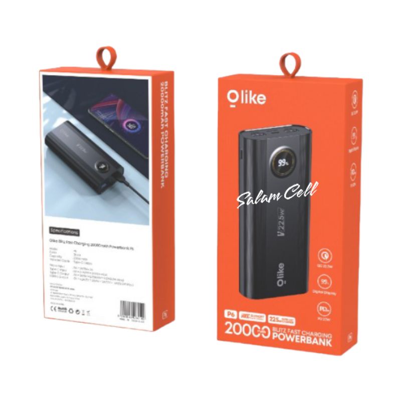 Power Bank Olike P6 20.000mAh PB Fast Charging Support VOOC Powerbank Originall Garansi Resmi