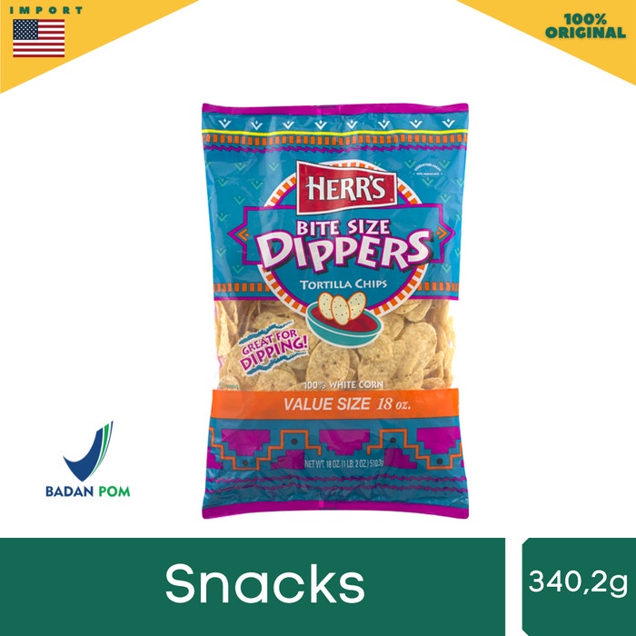

[BISA COD] HERR'S BITE SIZE DIPPERS TORTILLA CHIPS 340gr