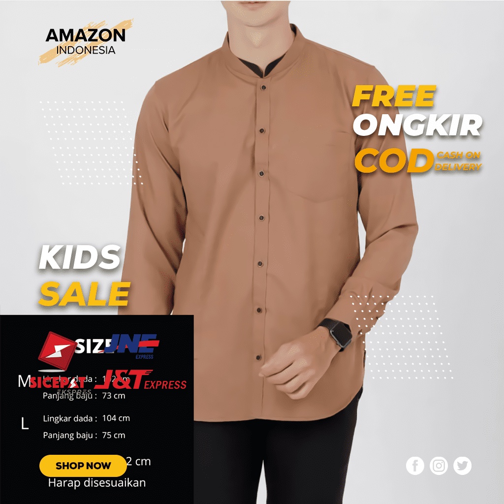 BAJU KOKO FASHION MUSLIM PRIA WARNA COKLAT CHOCO BAHAN KATUN TOYOBO TEBAL ORI KUALITAS BAGUS IMPORT