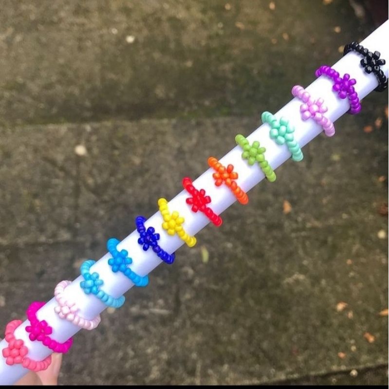 cincin manik-manik bunga/cincin korea/ring daisy