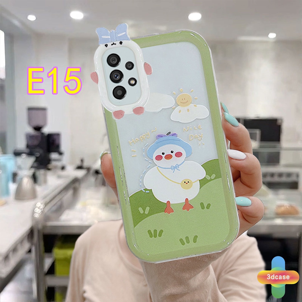 Case Untuk Samsung A03 A51 A32 A13 A52 A12 A22 M22 M32 A04S M23 F23 A23 A03S A50 A02S A20 A50S A30S A52S A30 M12 A125 A13 Life F12 M10S M40S A515F M02S A025 F02S Kartun Lembut Lucu Bebek Susu Teh Wavy Edge Back Case