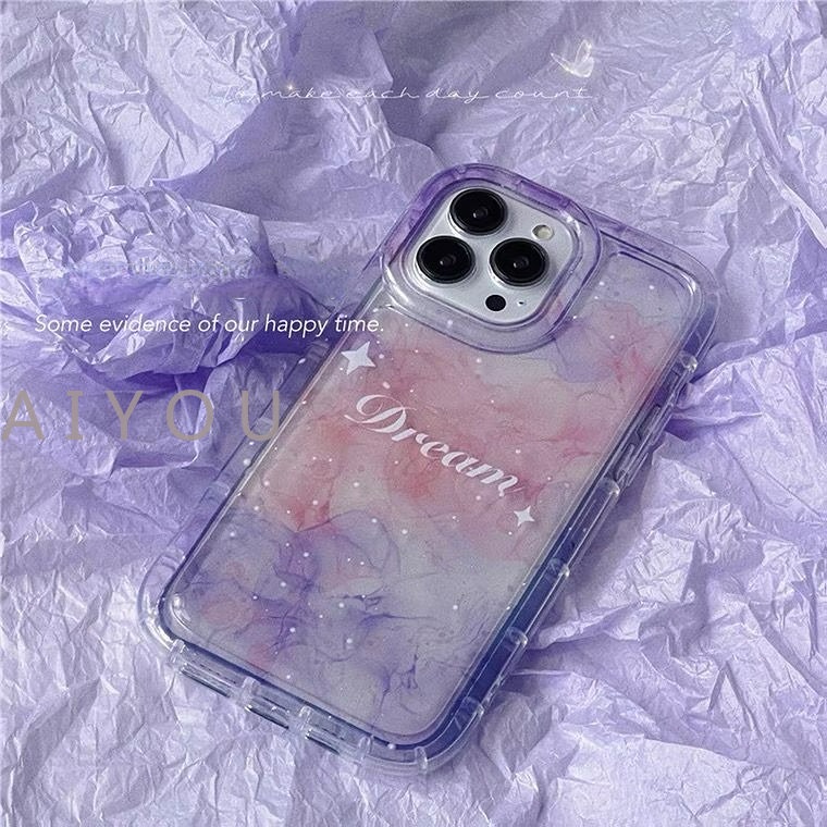 IPHONE Airbag Phone Case Kompatibel Untuk Iphone 14 Pro Max 7 8 6 6S Plus 11 14 13 12 Pro MAX XR X XS MAX Fantasi Lukisan Tinta Langit Berbintang Bulan Bintang TPU Lembut Bening Shockproof Back Cover