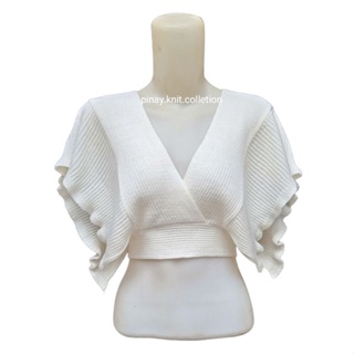 Image of EXCLUSIVE Vest knit korea croptop/ruffle rompi rajut wanita outer