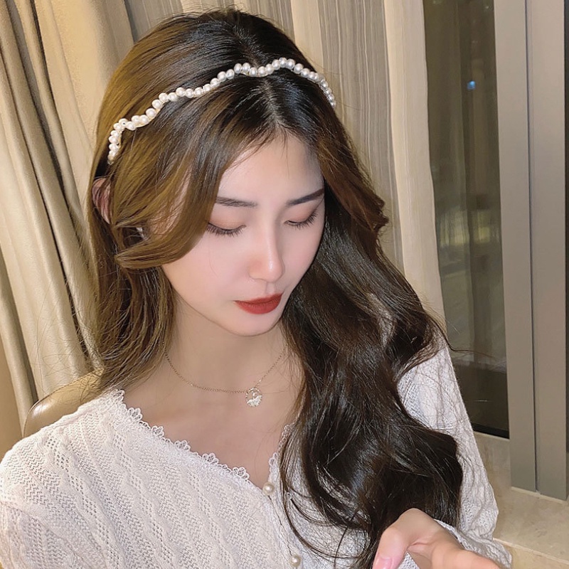 2 Pcs Bando Mutiara Aksen Mutiara Wanita Korea Sederhana Retro Temperamen Bando Hiasan Kepala