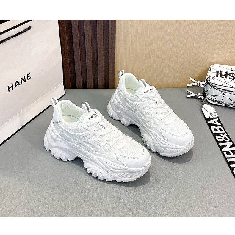 Sepatu Sneakers Wanita Import Bahan Kulit Sintestis Premium Sol Tebal VA0405