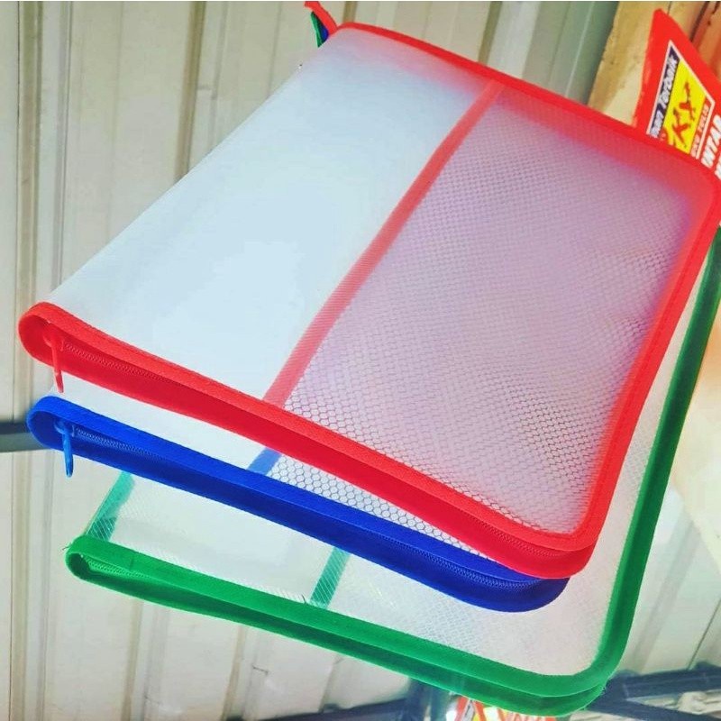 

LUSINAN PAK Map Plastik Resleting Jaring Folio LUSIN/Zipper Bag/Map Jala Seleting