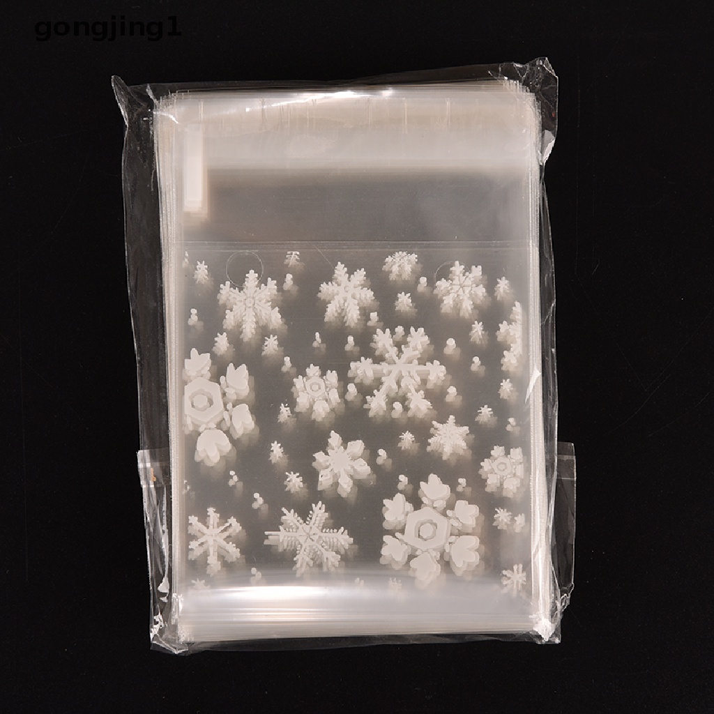 Ggg 100 Pcs Natal Snowflake Cellophane Pesta Traktir Cooky Permen Biskuit Hadiah Tas ID