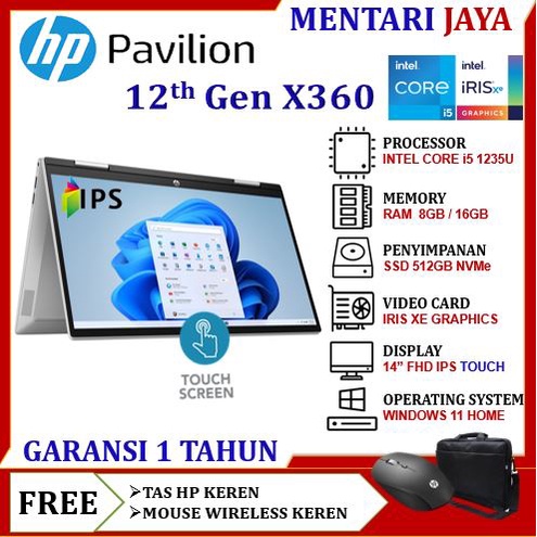 Laptop HP Pavilion X360 2in1 14 Touch i5 1235U Gen 12 16GB 512GB SSD 14.0 FHD IPS Windows 11