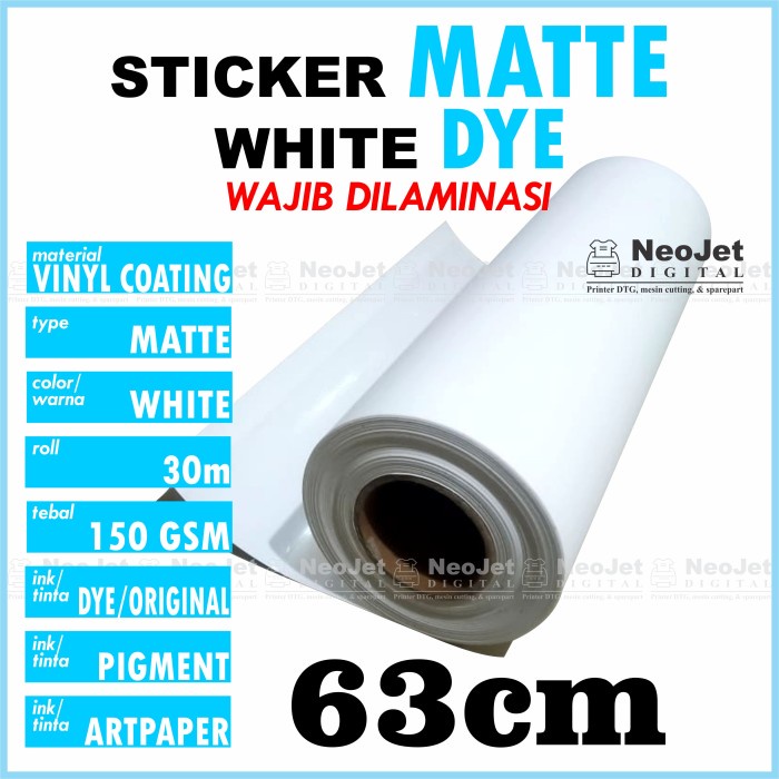 

Stiker Stiker Sticker Vinyl Matte Inkjet Dye Doff Doft Mate 63 Cm Putih Matt