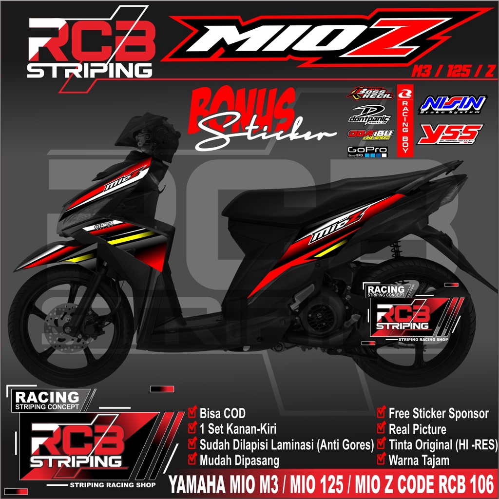 Sticker Striping Variasi Mio M3 - Striping Mio M3 / mio z/ mio 125/ mio x stiker mio m3 125 RCB 106