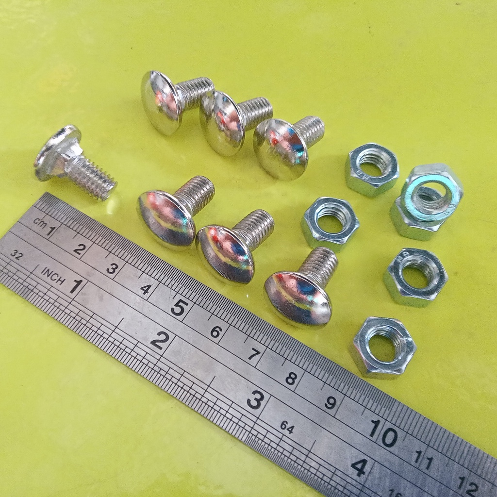 BAUT MUR CB M8x15 NIKEL / BAUT M8 X 15 PANJANG 1.5CM / BAUT 13 KUNCI 13 NIKEL BAUT PAYUNG BUMPER CAR