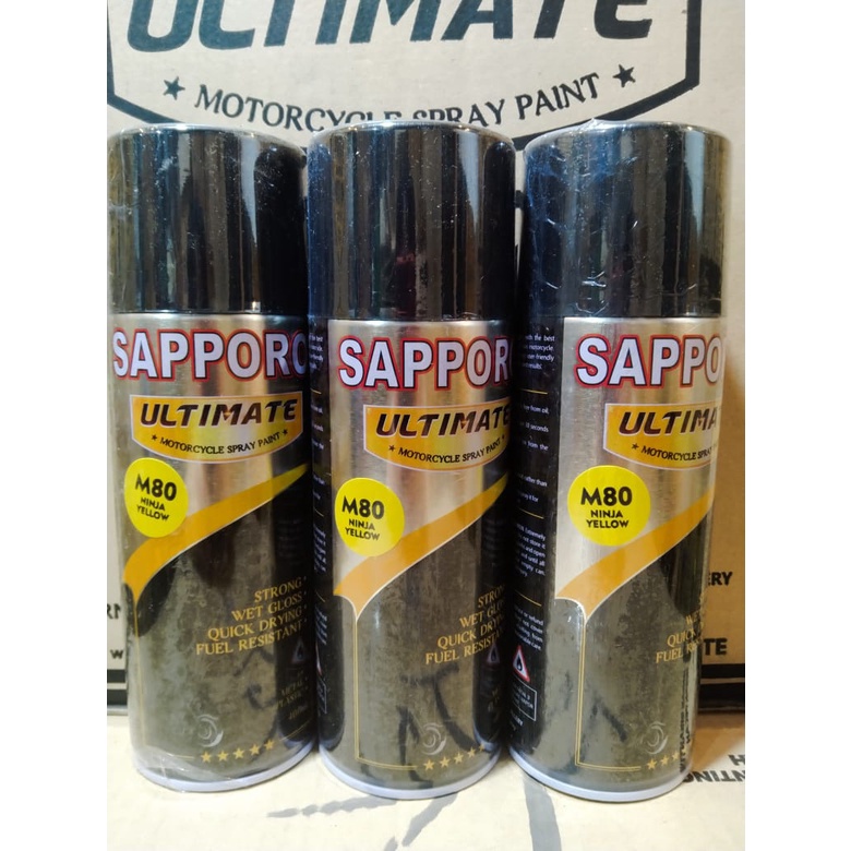 cat spray pilok pilox cat semprot sapporo ultimate saporo M80 ninja yellow kuning ninja kuning glossy cerah 400ml