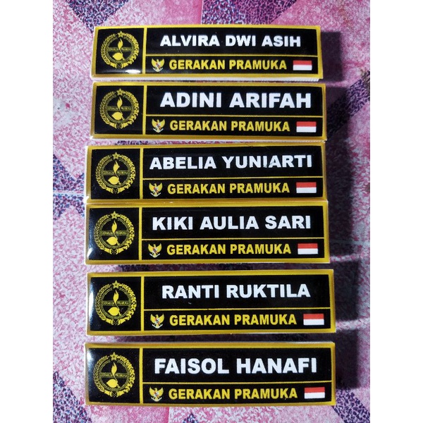 

name tage/papan nama/papan dada CUSTOM PENITI. PENGIKAT KACU, COCOK UNTUK PEMBINA / PENEGAK / PENGGALANG/ SMP / SMA/ UMUM