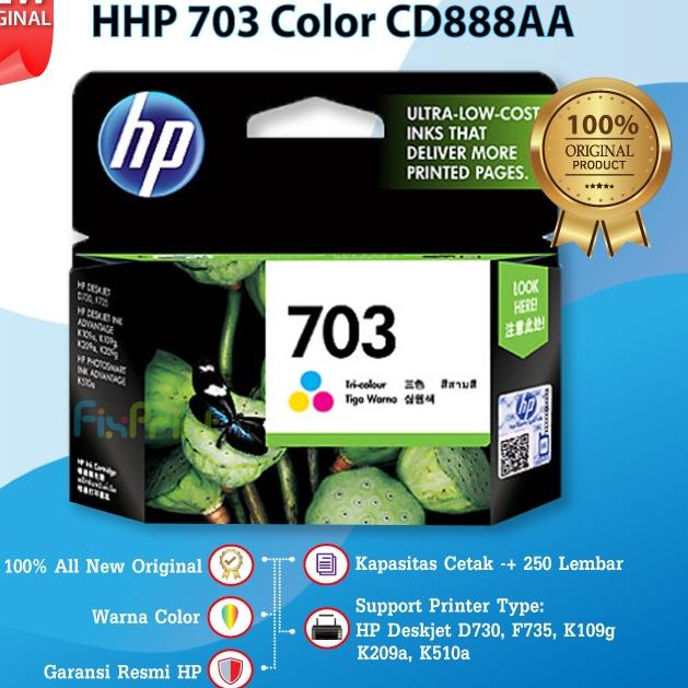 Paling Murah Catridge HP 703 Tri-Colour Original Color Ink Cartridge CD888AA Katrid Tinta Warna Prin