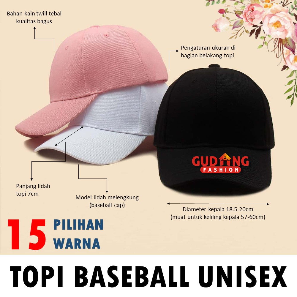 Topi Baseball Polos / Polo Cap / Topi Cowok / Topi Pria / Topi Distro - Banyak Pilihan Warna (COMB)