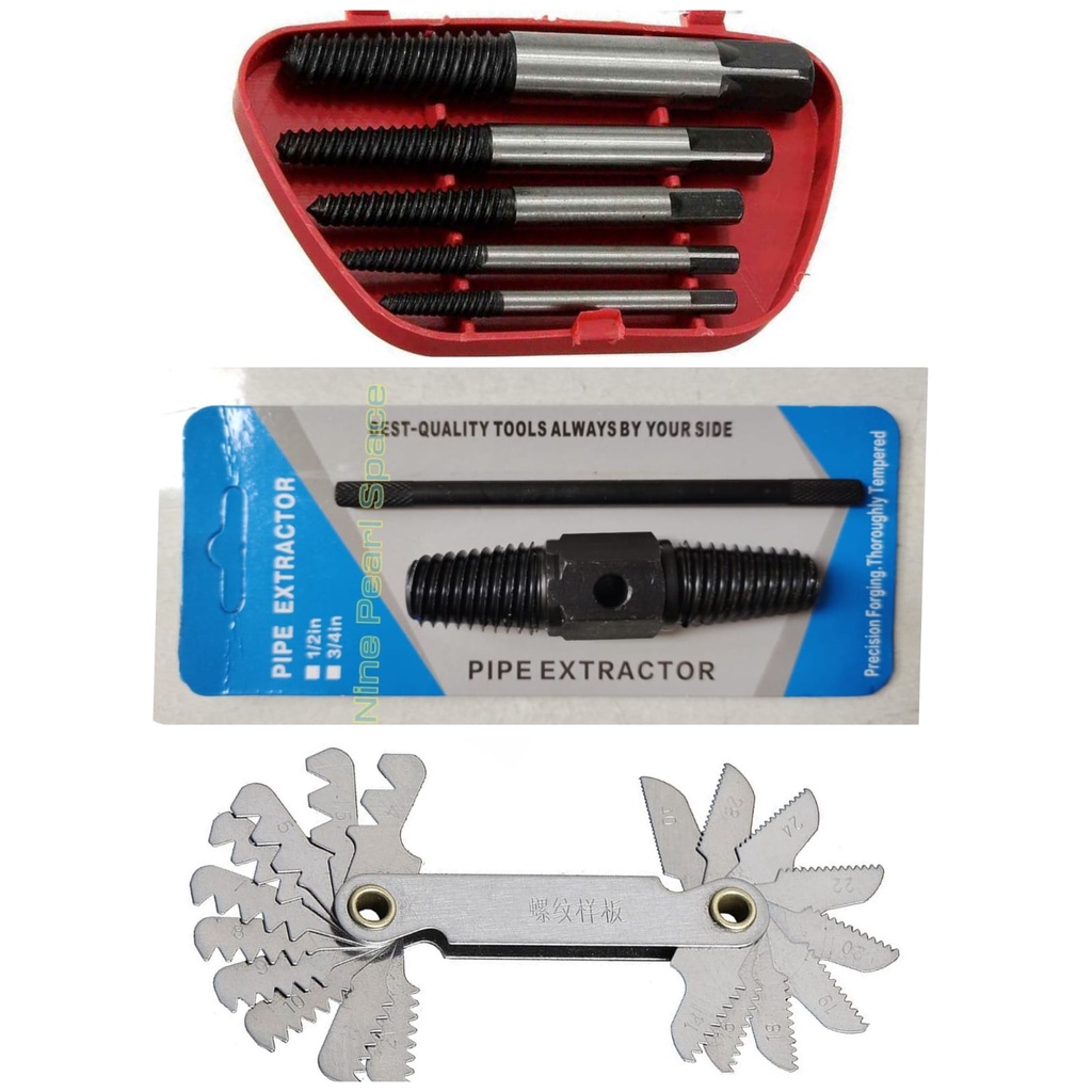 Screw Pitch gauge maldrat alat ukur ulir drat baut Mal drat Tab Balik Pipe Extractor