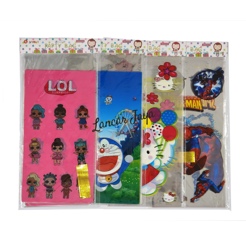 Plastik Opp Snack Ulang Tahun Karakter Anak Isi 10pcs Ukuran L 25x50