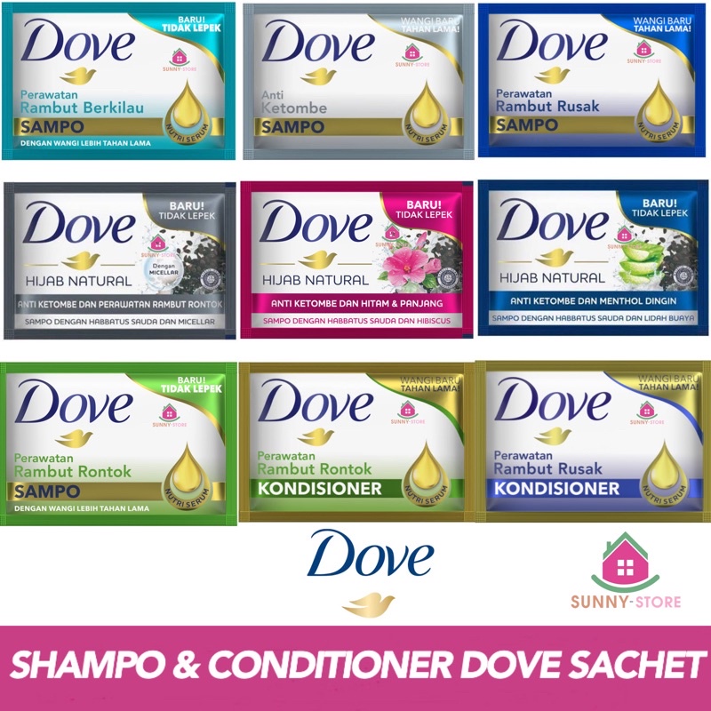 SAMPO & CONDITIONER DOVE SACHET 90ml SHAMPO PERAWATAN RAMBUT RONTOK & RUSAK SHAMPOO KONDISIONER HIJA