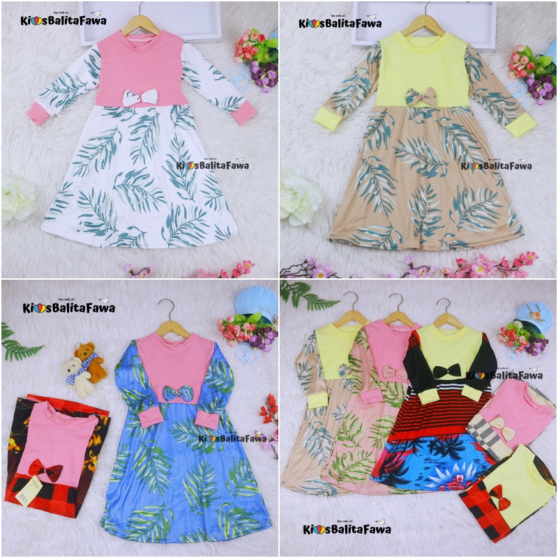 Gamis Eliza Uk 1-2 Tahun / Tunik Baju Anak Perempuan Lengan Panjang Dres Cewek Gamis Muslimah Motif