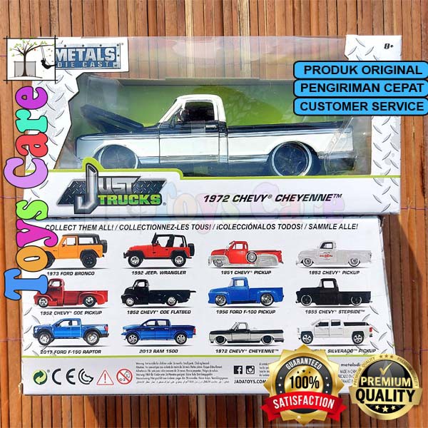 Jada Just Trucks Skala 24 1972 Chevy Cheyenne Hitam Mobil Pickup