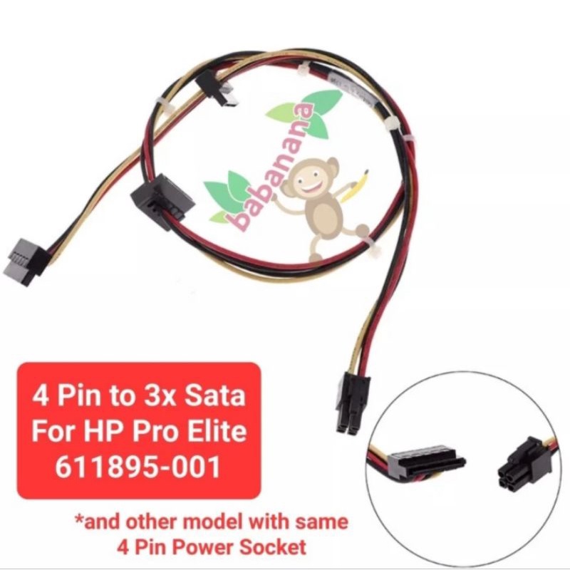 ATX 4 pin to 3 sata power kabel splitter converter hdd ssd type 2