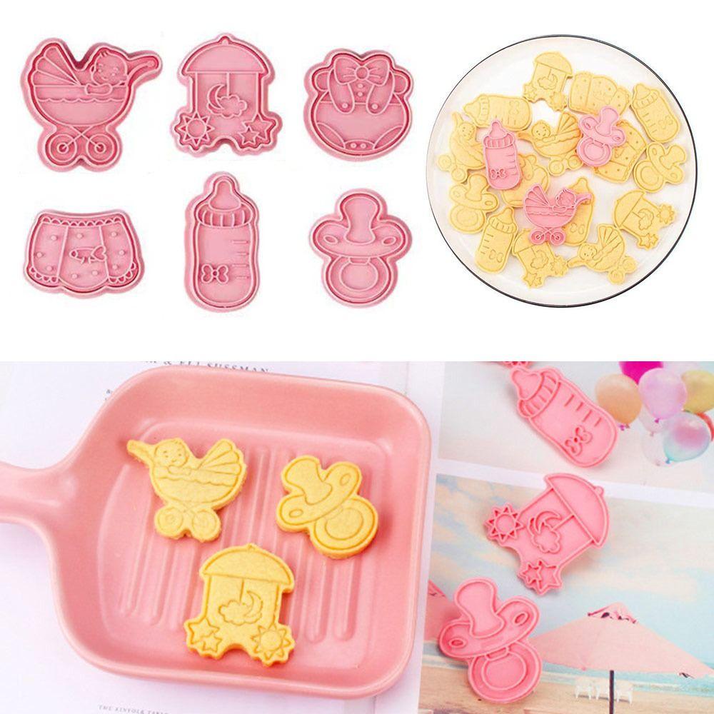 Solighter 6pcs/set 3D Tema Bayi Alat Kue Pastry Menghias Cetakan Kue Plunger Stroller Botol Susu