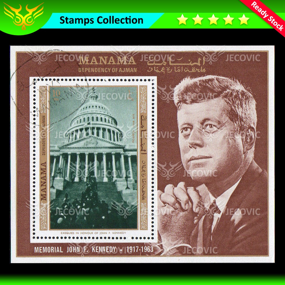 

Manama Ajman Memorial John F Kennedy , Prangko Souvenir Sheets