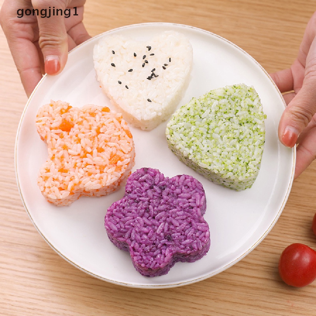 Ggg Alat Bento Makanan Anak DIY Sushi Mold Triangle Love Plum Blossom Bear Rice Ball Mold Anti Lengket Dapur Sushi Making Kit Seaweed Press Device Mold Bento Sushi Tools ID