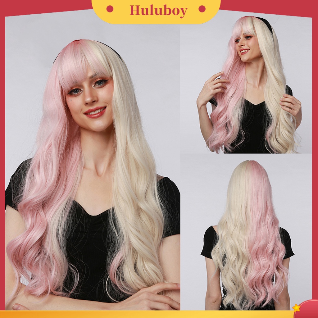 Wig Cosplay Model Panjang Breathable Dua Warna Ombre Untuk Wanita