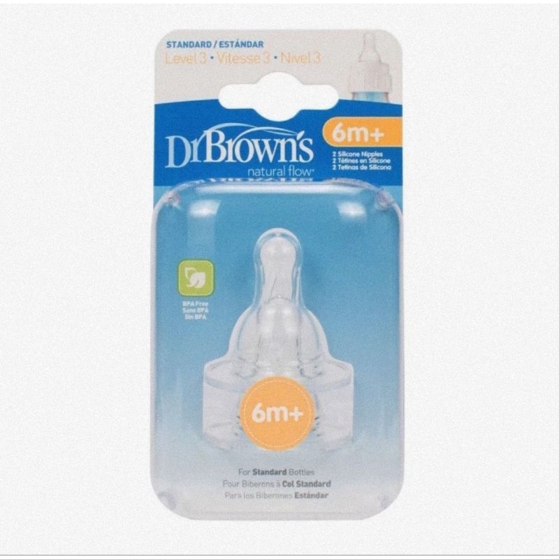 Dr.Brown's Level 3 Silicone Narrow Neck Nipple Isi 2 pack/Dot Bayi