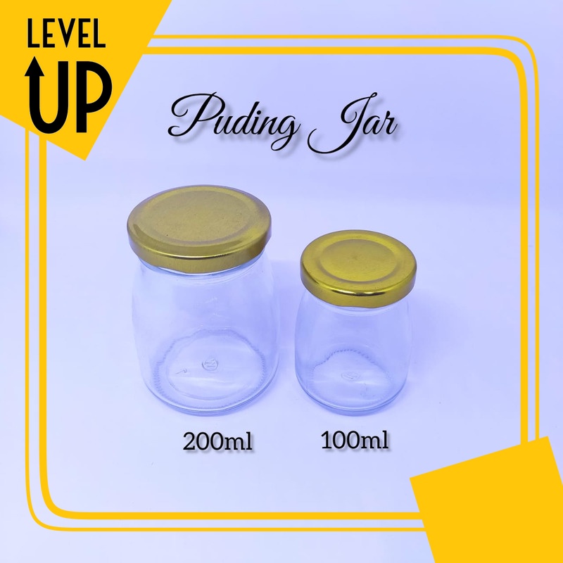 JAR KACA PUDING / JAR SELAI TUTUP GOLD / TOPLES PUDING KACA 100ML 200ML