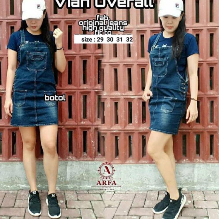 (R-1-E✔) Rok Overall Jeans Pendek . Rok Overall Jeans Strech Murah BAJU KODOK JUMBO WANITA 29-40 sia